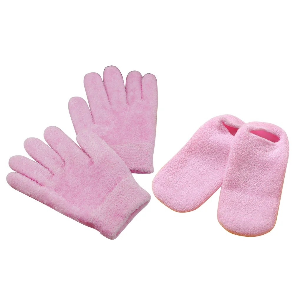 2pcs Moisturizing Gel Gloves Spa Socks Vitamin E Infused Liner For Dry Cracked Hands Feet Repair Skin Softening Treatment Foot