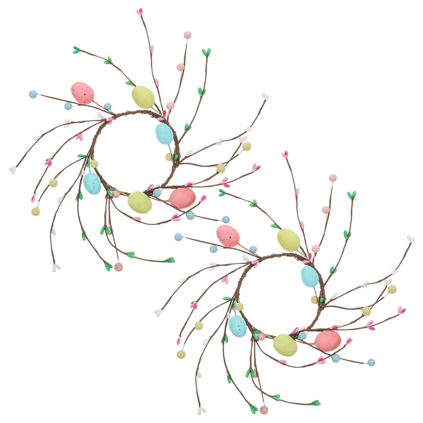 

2pcs Easter C Wreaths Artificial Egg Decorations Iron Wire Spring Table Decor Farmhouse Centerpiece Layout