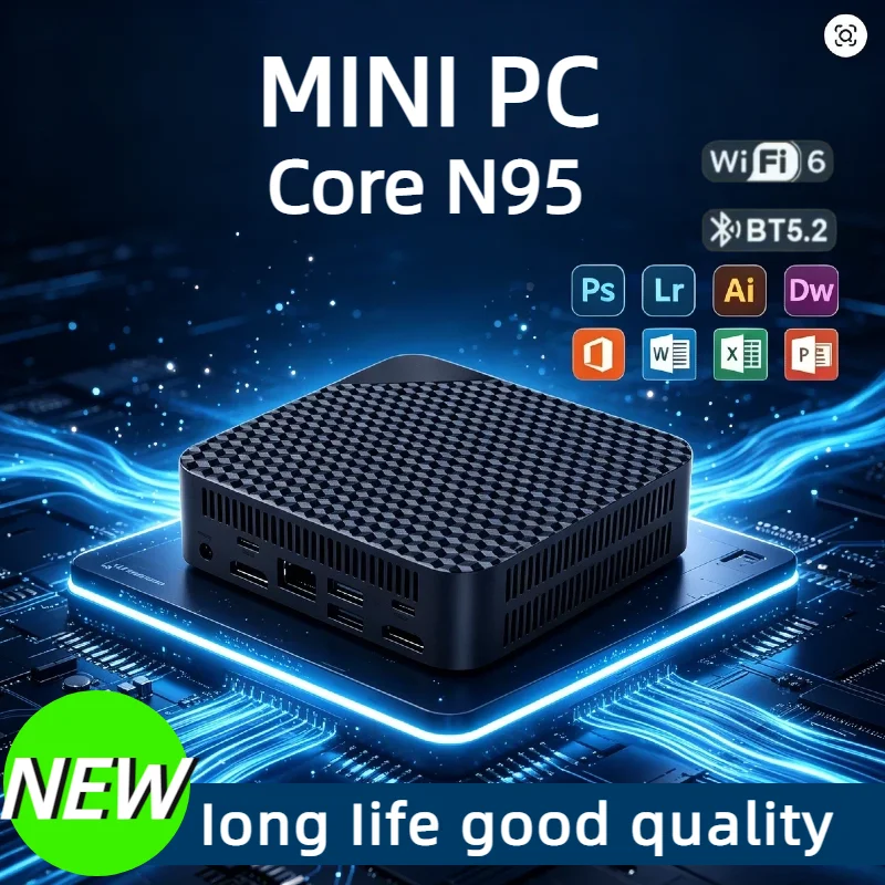 2026 Intel N95 Micro Computer 16GB DDR4 2TB NVMe SSD Triple 4K Display HDMI WiFi6 BT5.2 Silent Cooling PC Office Home Study