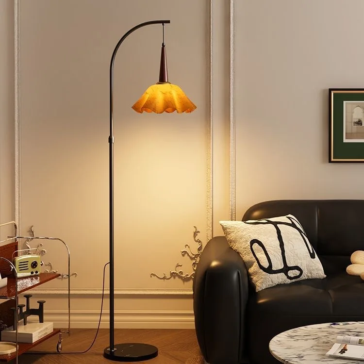 Vintage Cloud Stone Covered Floor Lamp Living Room Sofa Atmosphere Coffee Table Bedroom Shelf Lamp Antique Standing Desk Lamp