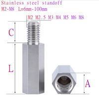 2pcs/10pcs M2 M2.5 M3 M4 M5 M6 M8 304 Stainless Steel male to Female Hex Standoff Pillar Stud PCB Motherboard Spacer