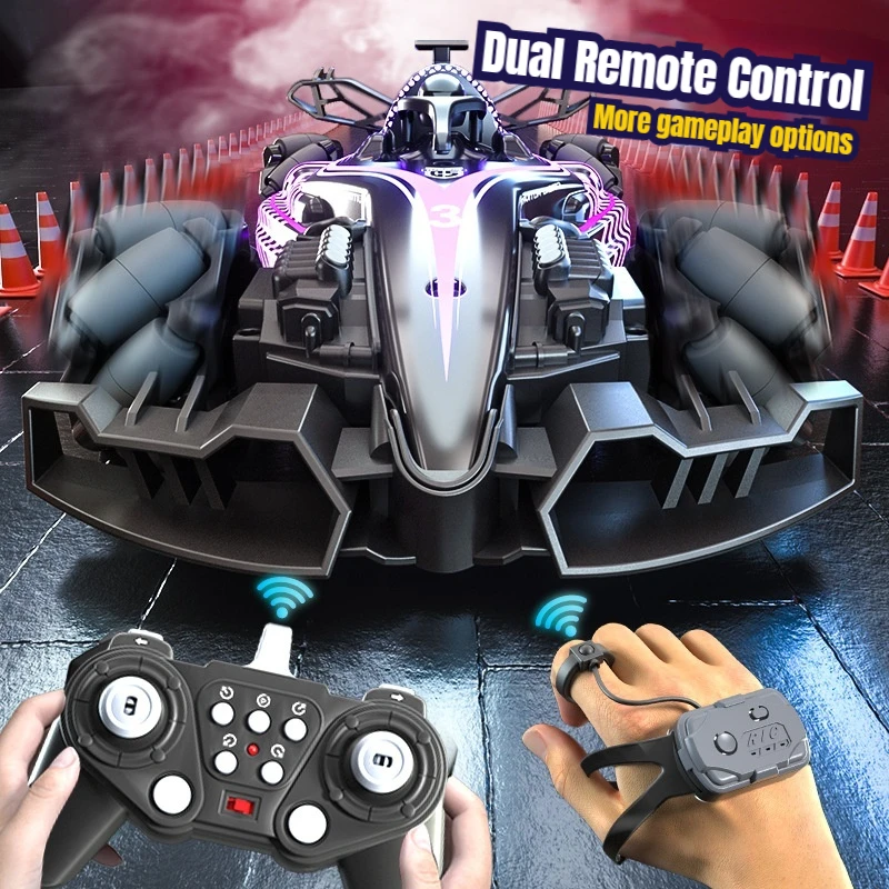 F1-Style Gesture Sensing RC Racing Car 4WD Drift Stunt Vehicle with Spray Effect Remote Control Toy Gift for Boys Kids