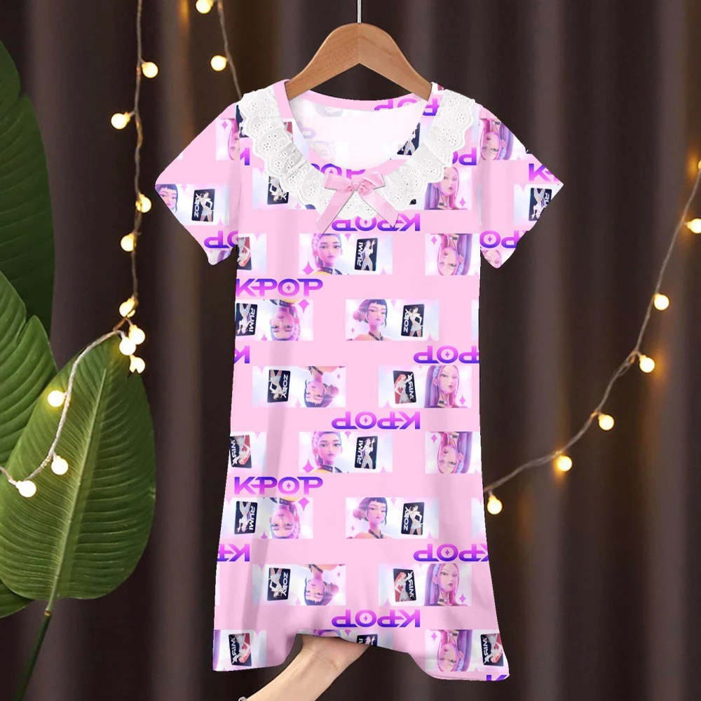 Cute Cartoon Night Dress for Girls Children's Soft Sleepwear Summer Short Sleeve Nightgown Kids Homewear Dress