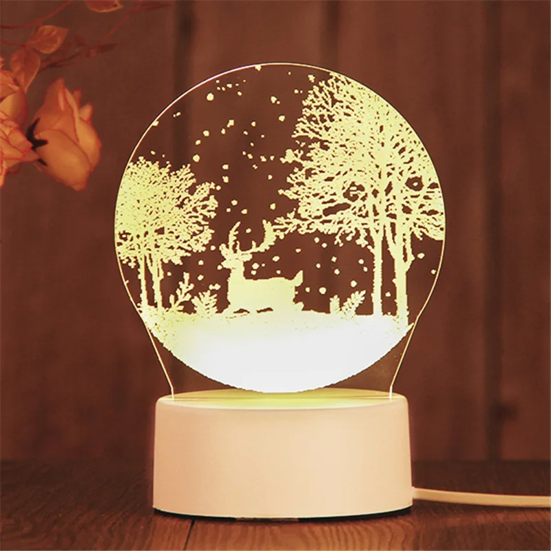 3D Acrylic Night Light Base Christmas LED Night Light Lamp Base 3D Night LED Light Lamp Base with Blank Acrylic Sheet