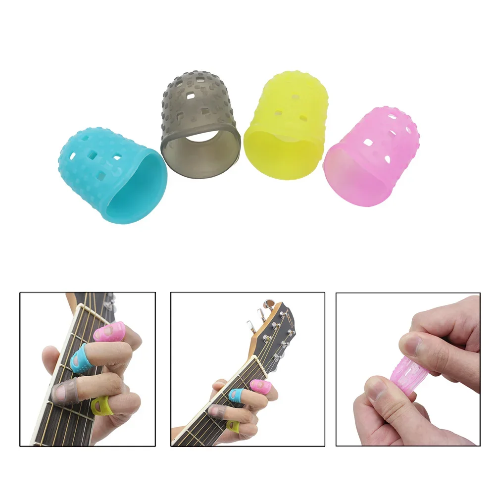 4Pcs/Set Guitar Finger Covers Silicone Finger Guards Guitar Fingertip Protectors For Ukulele Guitar Parts Beginner Accessories