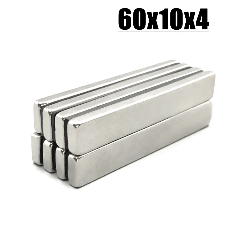 1/2/5/10Pcs 60x10x4mm Neodymium Magnet 60mm x 10mm x 4mm N35 NdFeB Block Super Powerful Permanent Magnetic Imanes 60*10*4