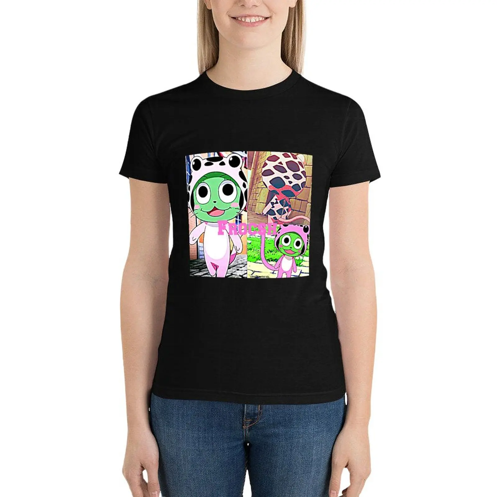 Frosch Collage T-Shirt cute tops funny Women's cotton t-shirt