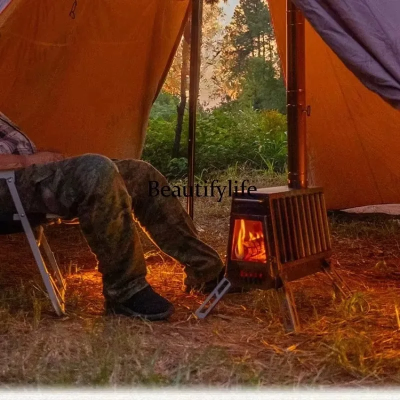 E136 Integrated aluminum alloy firewood stove Outdoor firewood stove Portable camping tent stove