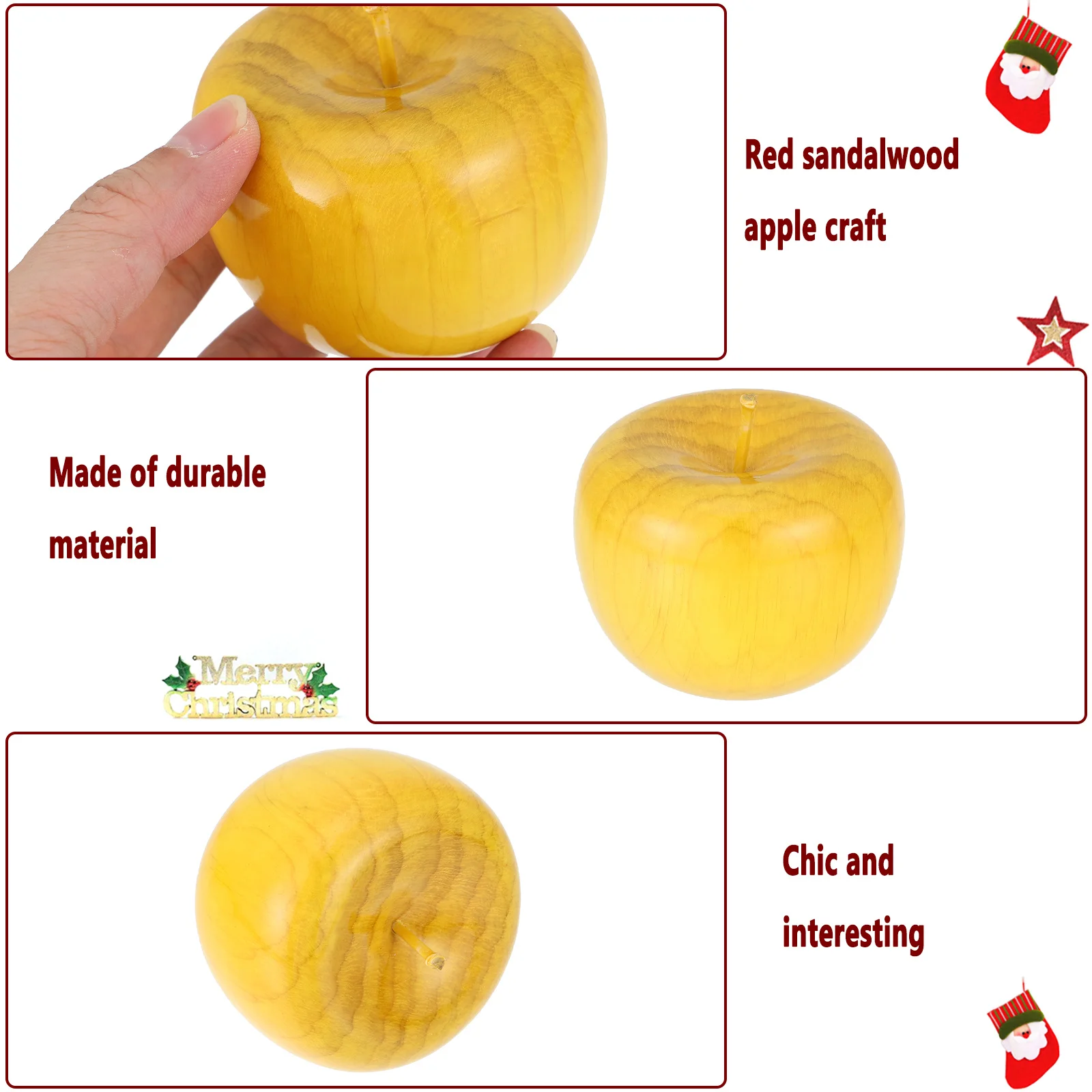 

Simulated Red Sandalwood Christmas Ornament Desktop Adornment Shape Craft Decorative Holiday Gift Table Decor