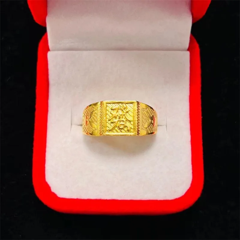 Leichter, luxuriöser, modischer Herren-Haarring aus 9999 24 Karat echtem Gold mit beweglicher Schriftart