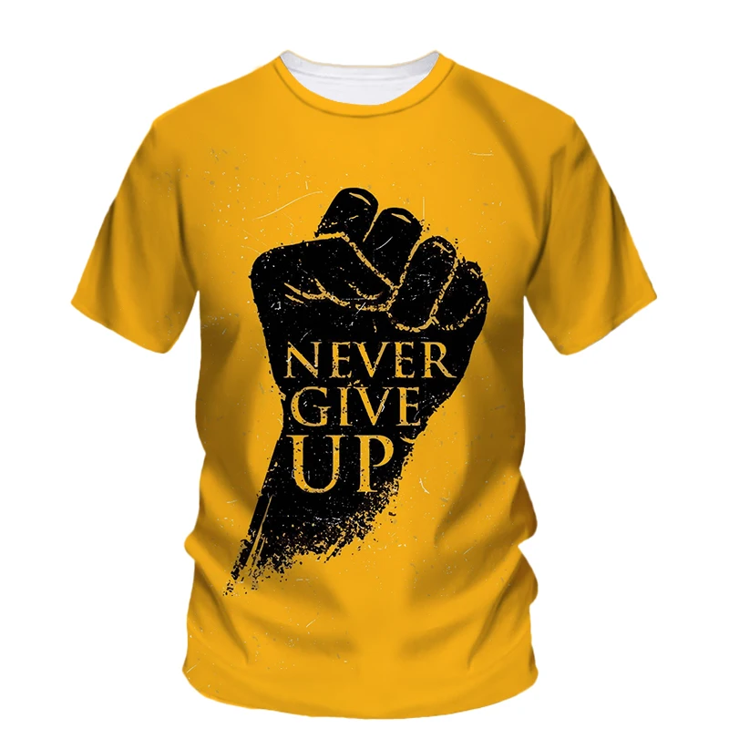 New Originality Never Gave Up Inspirational Slogan graphic t shirts For Men Summer Fashion Casual English letters Printed Tees