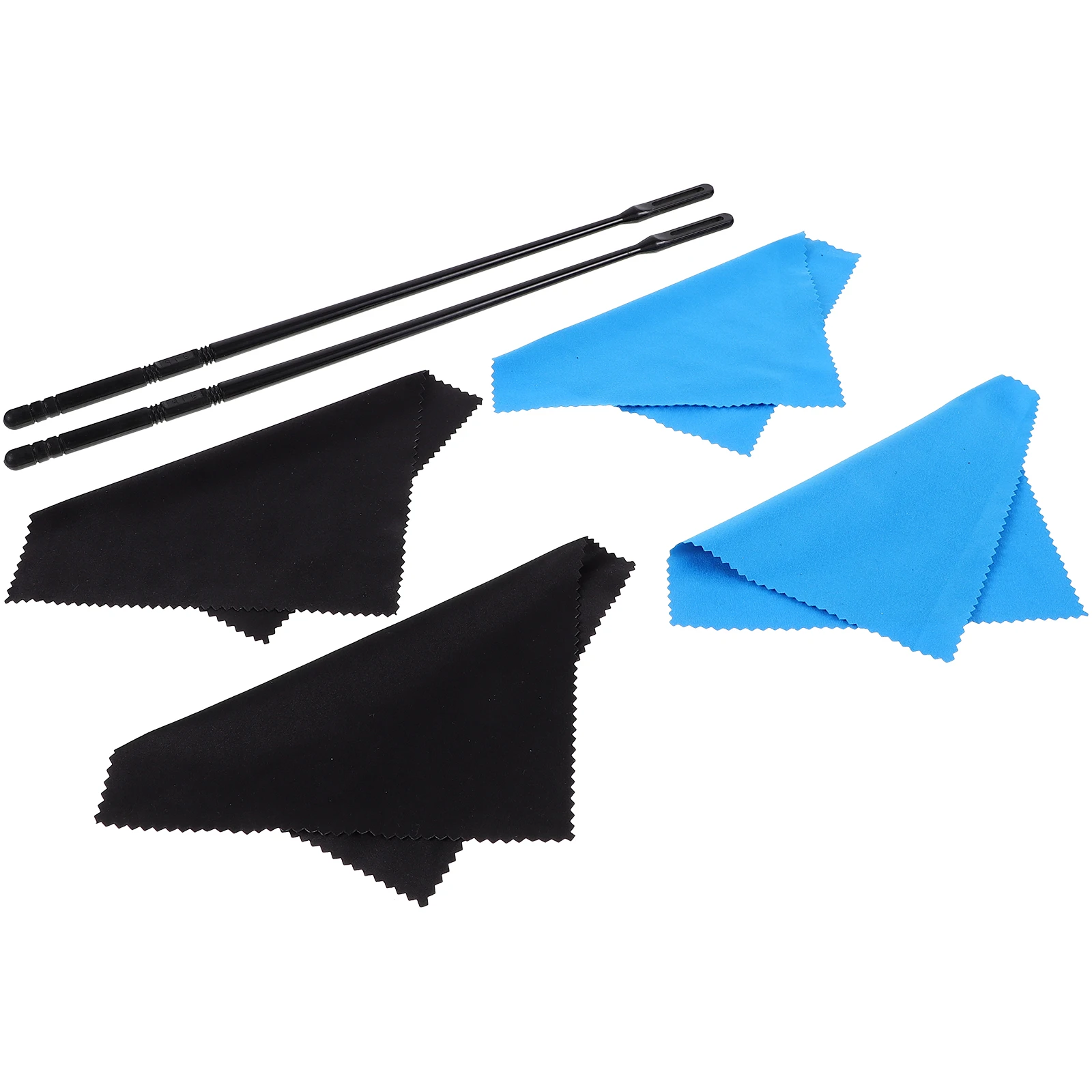 

6 Piece Flute Cleaning Kit Rods 2 Black 2 Blue Cloths Plastic Essential Tools Accessories Long Cleaning Rod Cloth Combinations