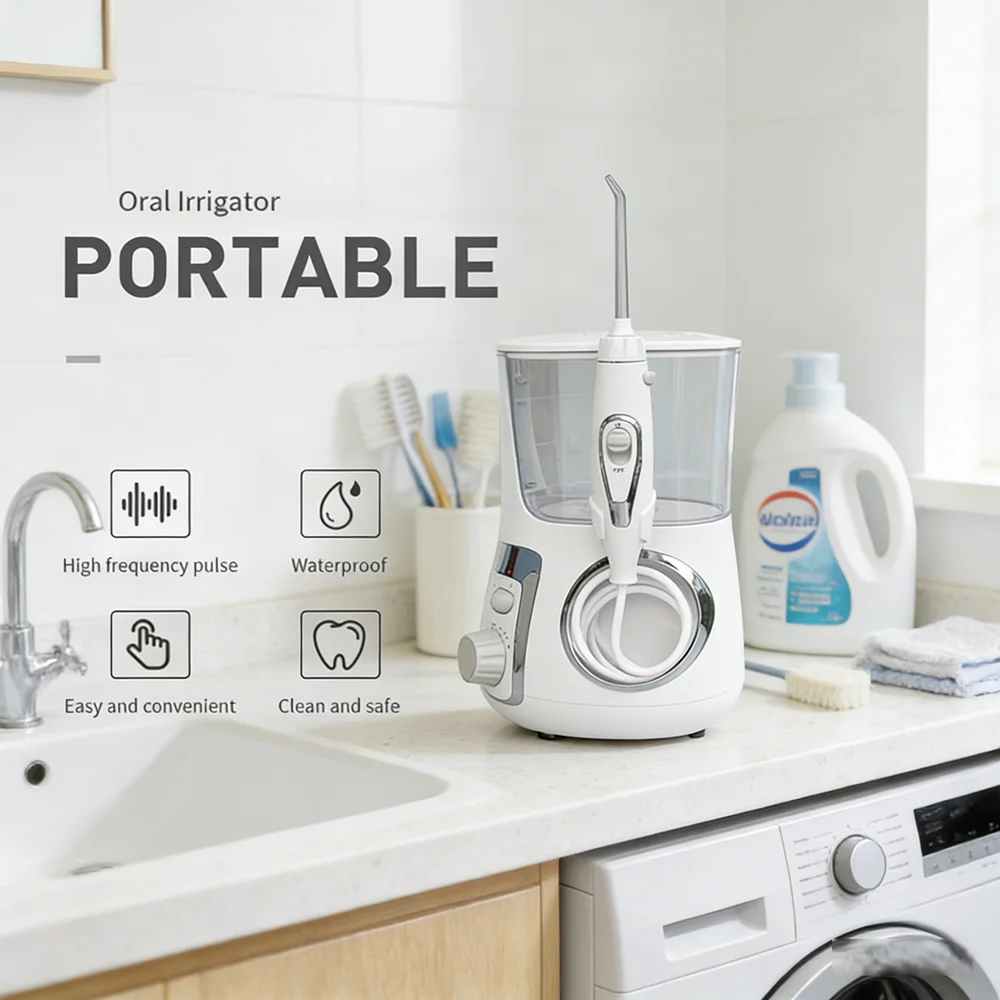 

Электрический ирригатор для полости рта с 5 насадками, мощный настольный аппарат для ухода за зубами и деснами, незаменимый для домашнего спа