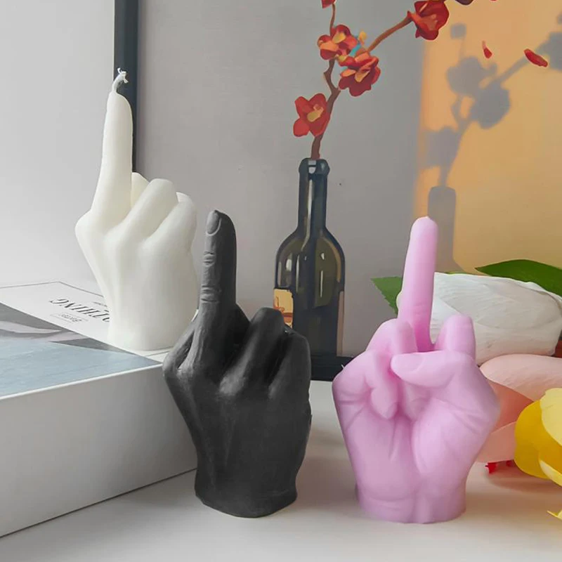 Middle Finger Shaped Handmade Soybean Wax Aromatherapy Candle,Diy Creative Home Desktop Decoration Statue,Quirky Prank Gift