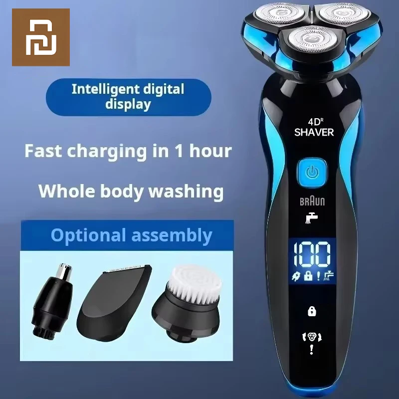 

Youpin 4-in-1 Electric Shaver Portable Men's Shaver Travel USB-C Rechargeable Electric Waterproof Shaver Wet and Dry Use