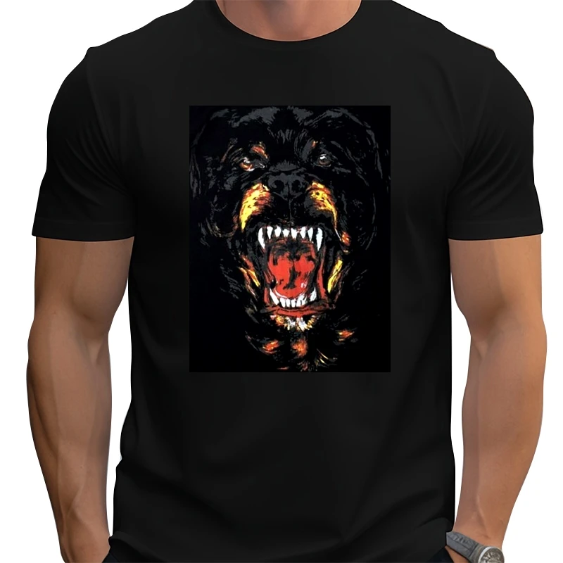 

Rottweiler Dog Print Fashion Men T Shirt Cotton Black