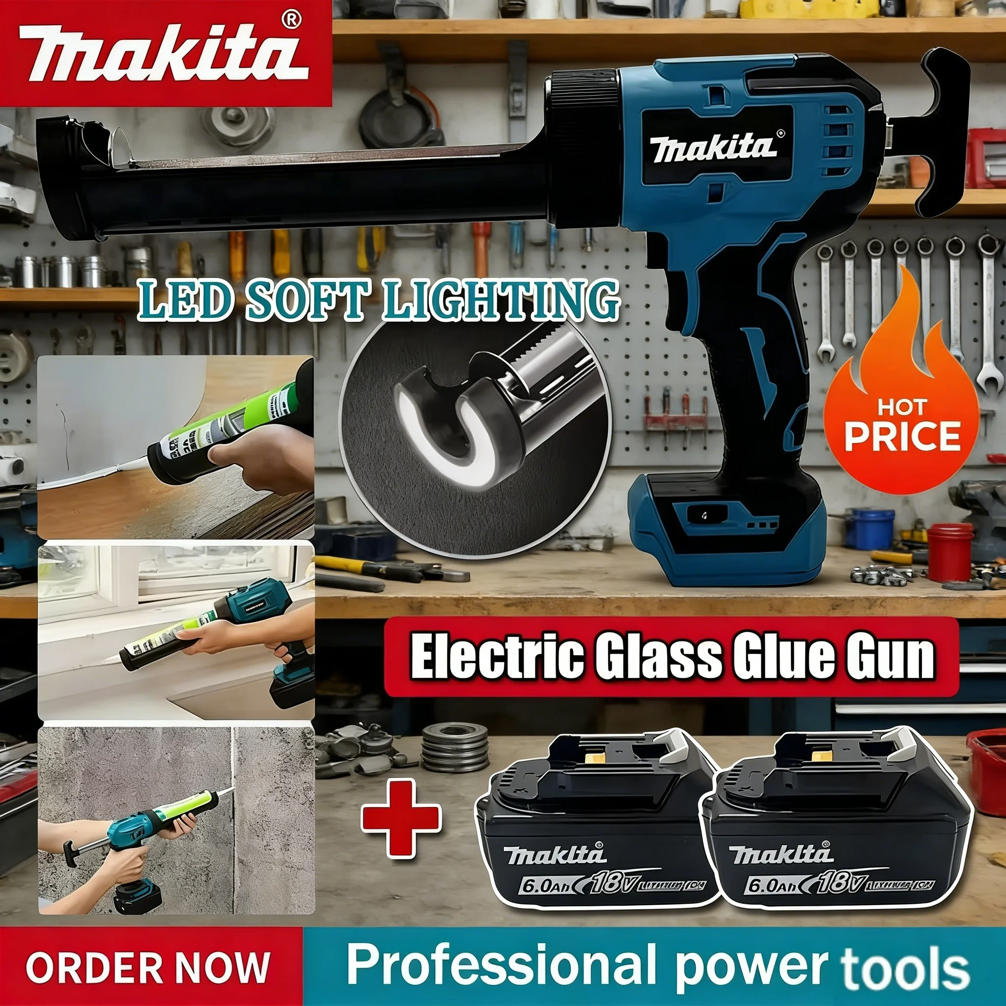 

Беспроводной пистолет для герметика Makita 18В для стекла, дверей и окон, для заполнения и герметизации швов