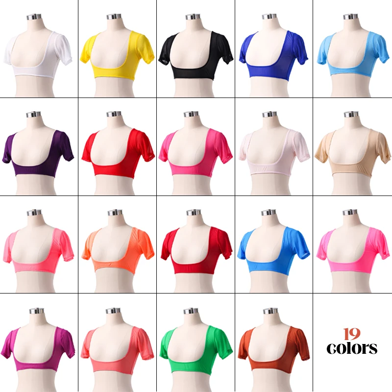 Donne Sexy maglia busto aperto manica corta danza del ventre Crop top danza del ventre body indiano tribale danza del ventre t-shirt intimo