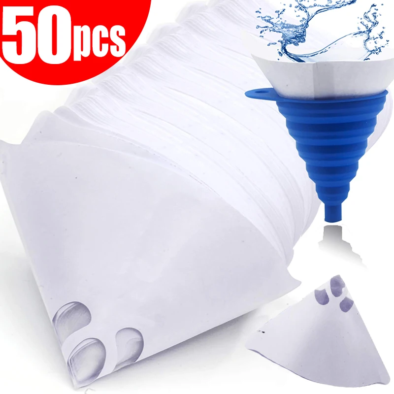 10-50pcs Car Disposable Paper Filter 190 Mesh Purifying Straining Cup Paint Spray Mesh Conical Nylon Micron Paper Funnel Tools