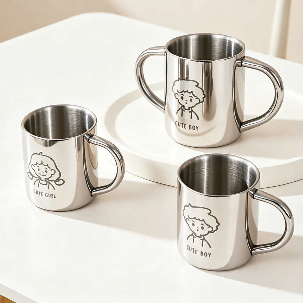 

Детская кружка из нержавеющей стали 304 с ручкой, термоизоляцией и защитой от падений, пищевая, для молока, для мальчиков и девочек, для малышей