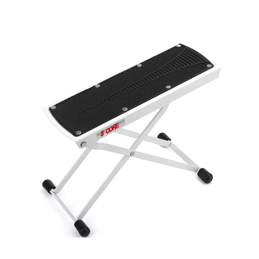 

5 Core Guitar Foot Stool Height Adjustable Folding Leg Rest Portable Classical Footrest GFS WHTE