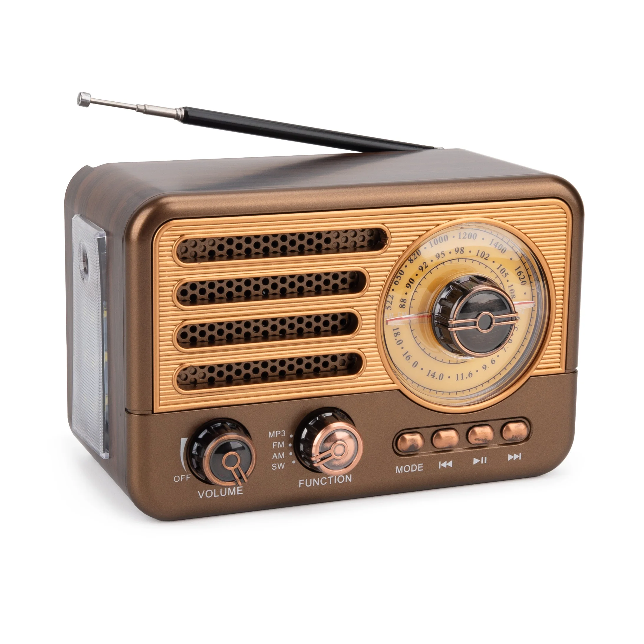 

Wood Metal Mini Stereo Type-c Solar Radio Fashionable Atmospheric 3-band Built-in Speaker Gold US Best-selling Retro Europe 3W