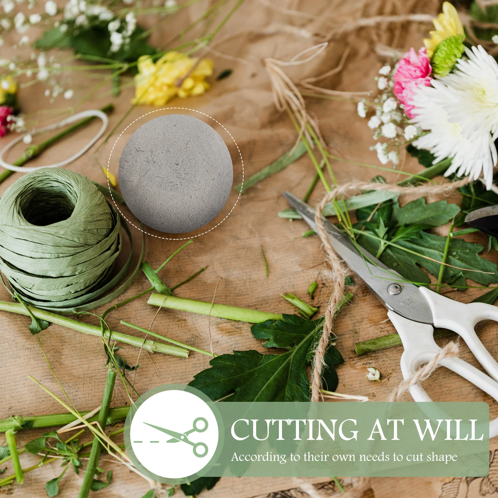 

2pcs Spherical Floral Arrangement Foam Water Absorb Mud For Flower Shop Home Garden Decoration Floral Base Tool Dried Flower