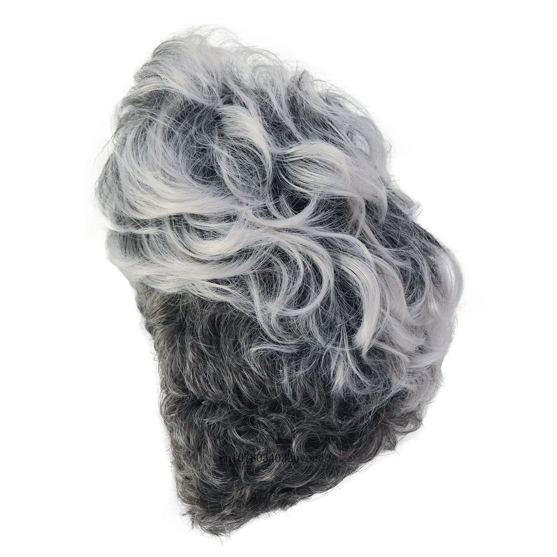 Pelucas rizadas cortas de pelo sintético para mujeres negras, peinados naturales, peluca de mujer de Color gris con flequillo, peluca blanca Ombre gris diaria