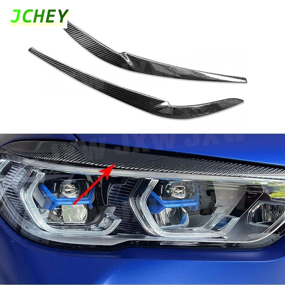 

JCHEY автомобильный передний бампер из углеродного волокна, накладки для бровей для BMW X5 G05 F95 X6 G06 2019-2022, фары для бровей автомобиля