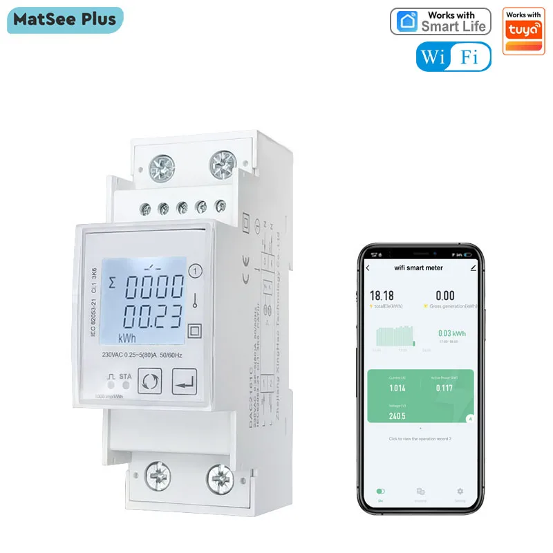 

Солнечная фотоэлектрическая двухсторонняя Tuya Интеллектуальный Wi - Fi монитор мощности 80A кВт вольтметр вольтметр амперметр 110V 240VAC переключатель дистанционного управления OFF