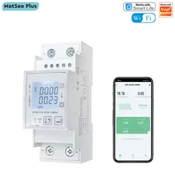 WiFi Bidirectional Energy Meter Single Phase 80A kWh Power Monitor Wattmeter Voltmeter Ampermeter 110 240VAC Remote Control