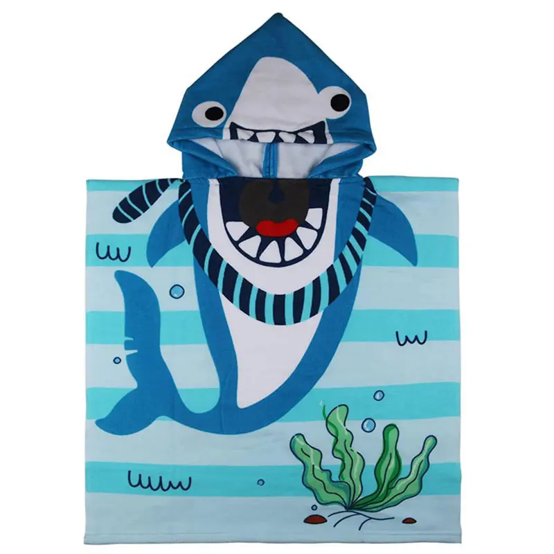 Children Baby Bath Towel Microfiber Cotton Hooded Beach Towel Cartoon Cape Towels Soft Swimming Beach Kids Bathing Stuff