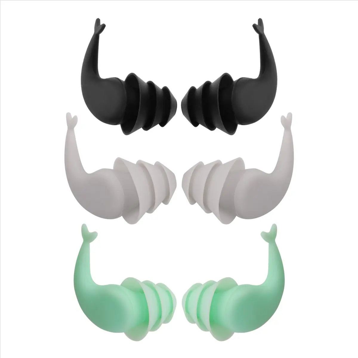 T22C 3 Pairs Great Waterproof Ultra Comfy Earplugs,Swimming Ear Plugs,Reusable Silicone Ear Plugs for