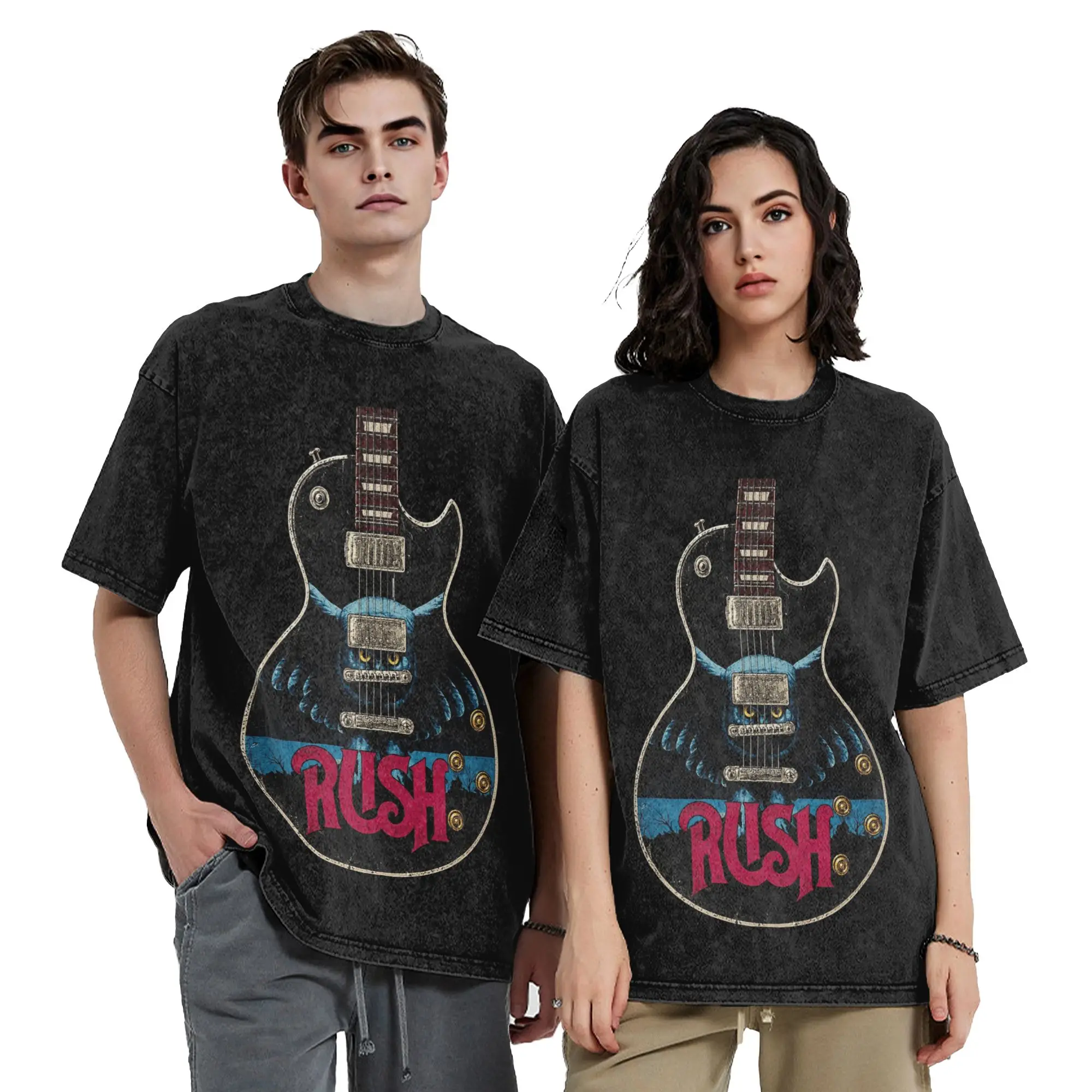 Washed T Shirts Rock Rush Fifty Something Hip Hop T-Shirt Oversize  Streetwear Short Sleeve Printed Tops Tees for Men Women