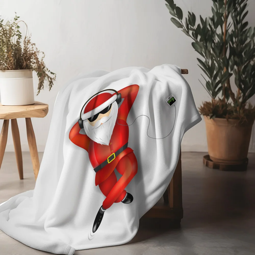 TU Dancing Santa Throw Blanket Festive Christmas Gift Cozy Home Decor Holiday Throw Warm Fuzzy Blanket for Couch Bed