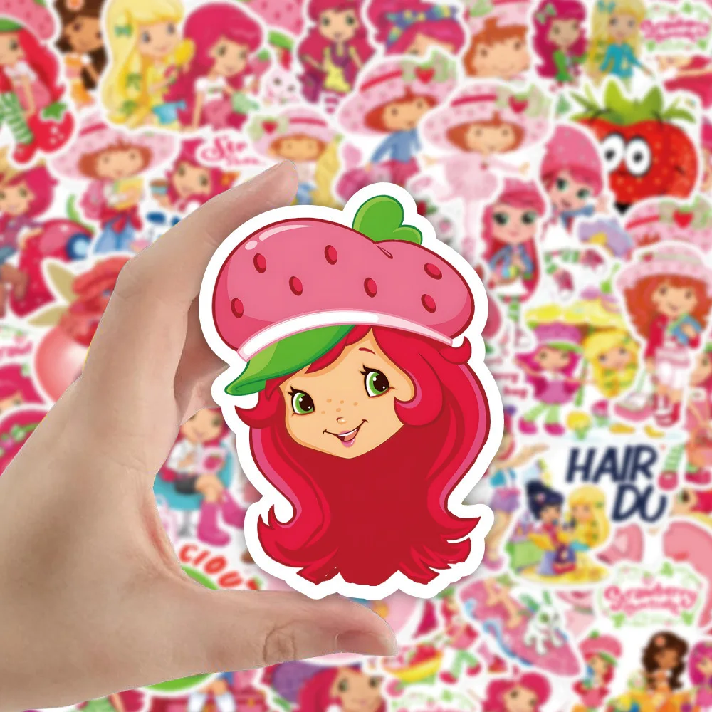 50pcs Cartoon Strawberry Shortcake Sticker Children Label Thank You Stickers Cute Toy Game Tag DIY Gift Sealing Label Decoration