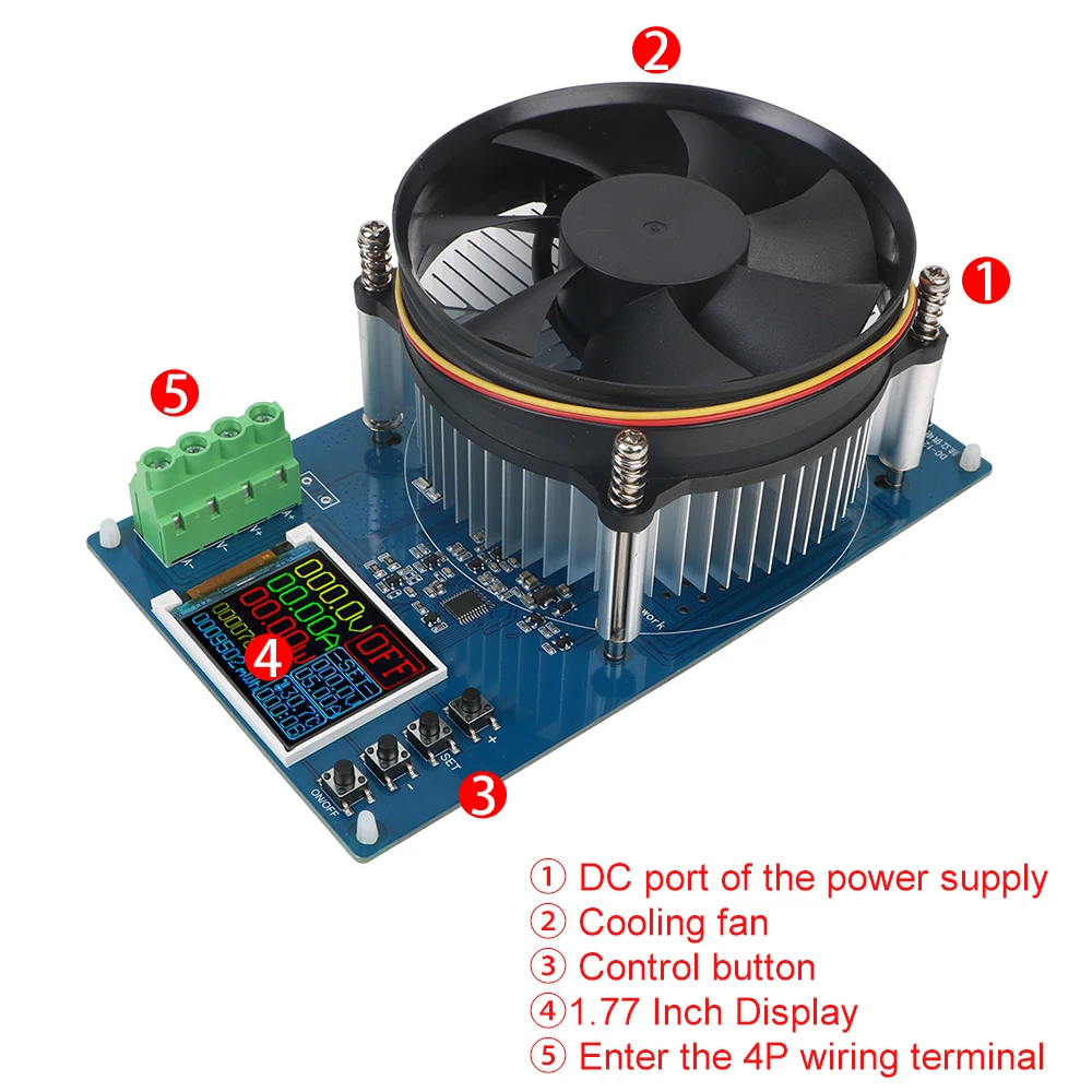 NICEYARD 전자 부하 4 선 리튬 배터리 테스터, 150W 10A DC US 플러그 조정 가능한 테스트 모듈 배터리 도구