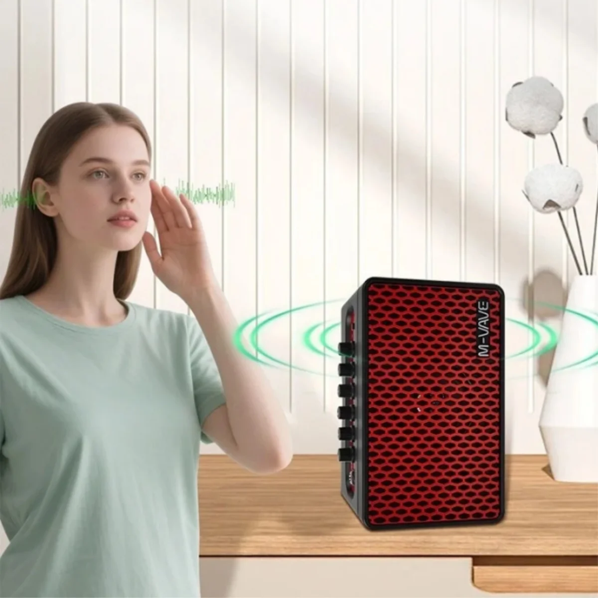 M-VAVE SP100 مضخم صوت الجيتار/الجهير المحمول: 9 أصوات، 16 FX، بلوتوث لاسلكي، بطارية قابلة للشحن