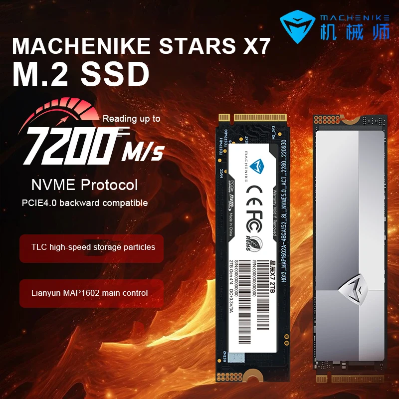 New Machenike X7 NVMe M.2 PCIe4.0 SSD 4TB Notebook SSD 512GB 1TB 2TB TLC Gaming Computer Internal Solid State Drives For PC PS5