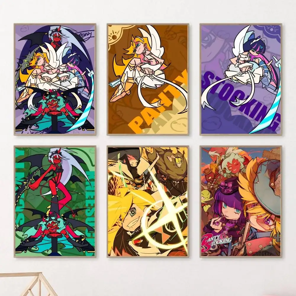 Anime Panty And Stocking With G-Garterbelt Cartoon Posters HD Print Vintage Wall Art Decor for Home Study Room