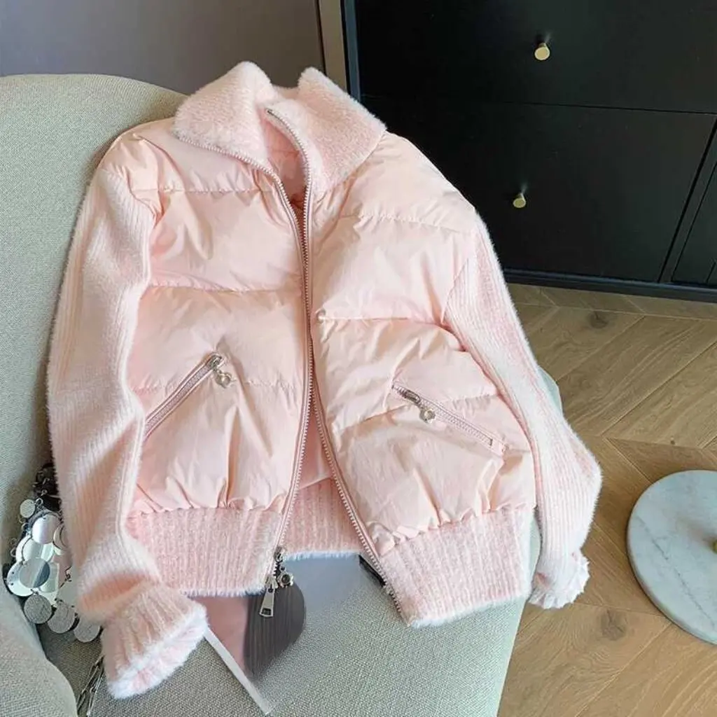 

Женская кремовая вязаная хлопковая верхняя одежда в корейском стиле, высококачественная теплая куртка на весну