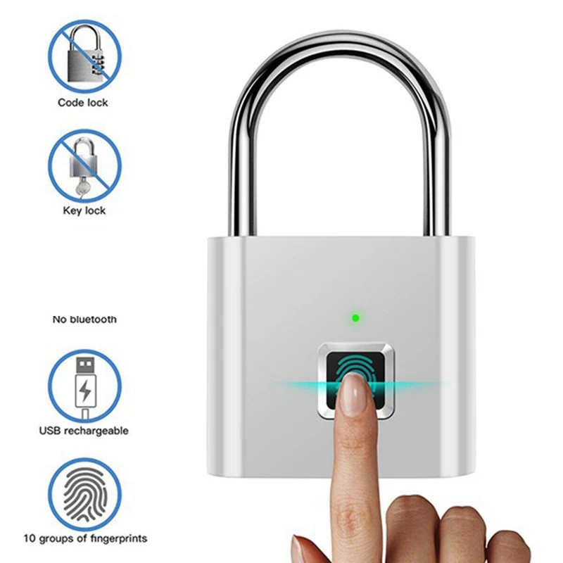 Fingerprint Padlock Set Kit Portable Anti-Theft USB Charging Fingerprint Lock Set Kit For Lockers, Suitcases, Backpacks Etc Can