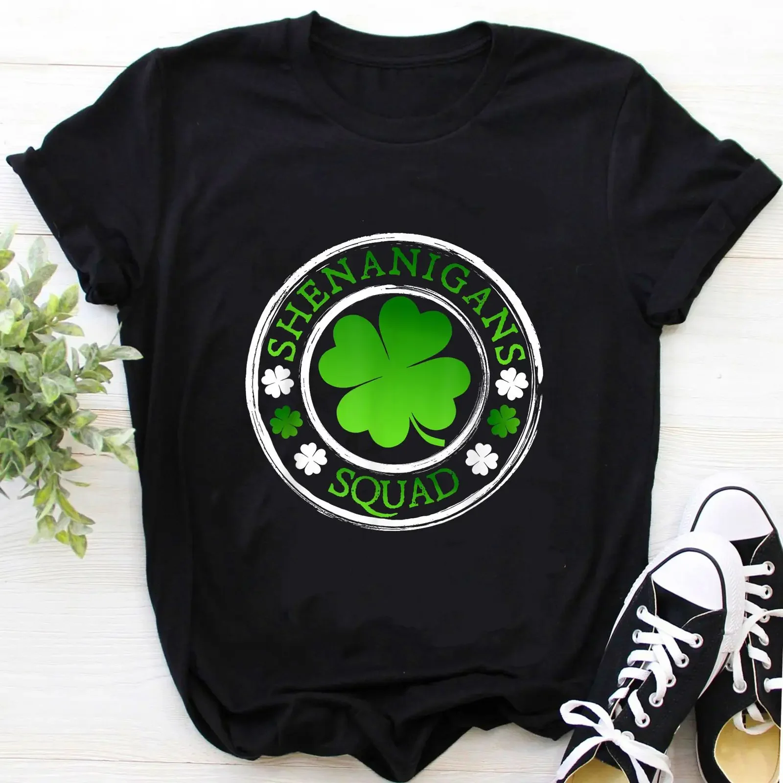 Shenanigans Squad St Patrick's Day T Shirt Lucky Irish Shamrock Funny Holiday  vintage Washed fashion Stylish streetwear