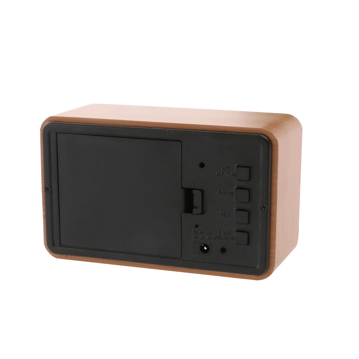 

Digital Alarm Clock 10*6*4Cm Bamboo Wood Red Light 0.222Kg Dual Power Led Display Thermometer Time Voice Control Clap