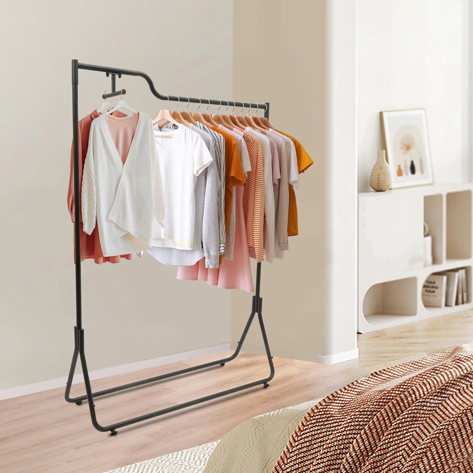 Simple Modern Garment Rack Freestanding Heavy-duty Clothes Rail 170 Cm Clothing Rack W/ Adjustable Feet For Home, Dormitory