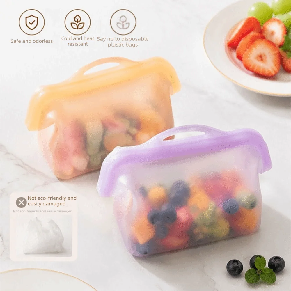 Leak Proof Silicone Food Storage Bags Self-Standing Odor-Proof Fresh Keeping Pouch Multi-functional High-Temperature