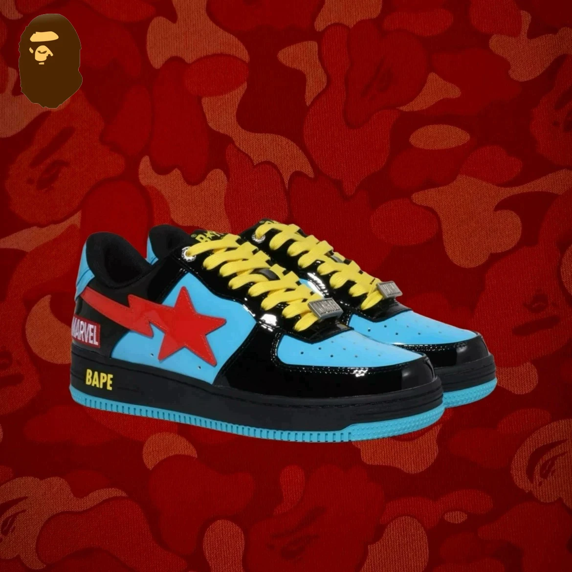 A BATHING APE Bape Sta X Marvel Hero Collection Co Фирменная нишевая уличная модная повседневная обувь для досок Трендовая обувь
