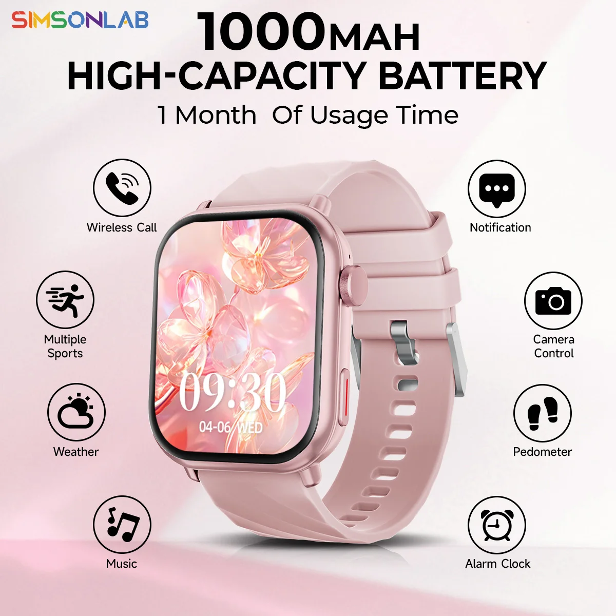 

2026 Sport Smart Watch for Android/IOS 1.83''HD Screen Voice Assistant Bluetooth Call 1000mAh Step Count Men Women Health Gift