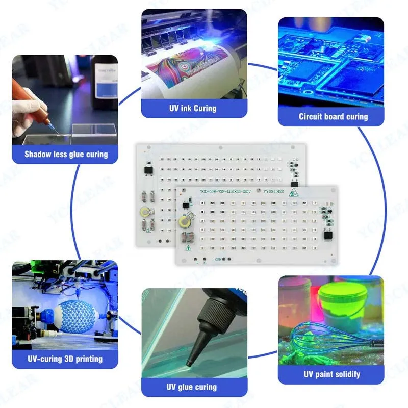 Papan Sumber Cahaya LED 50W 100W Kualitas Tinggi UVA 395nm Bebas Driver AC 220V SMD COB 2835 Lampu Pengawetan Manik-manik Lampu UV