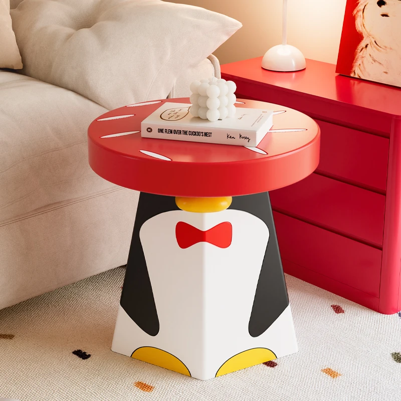 Dopamine Home Decor Penguin Statue Coffee Table Small Side Table Children's Room Furniture Cartoon Bedside Table Creative Gift